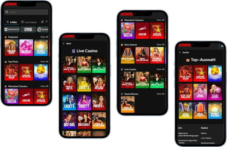 RedNeck Spins Casino mobile Ansicht mit Slots Live Casino und Spiele Kategorien